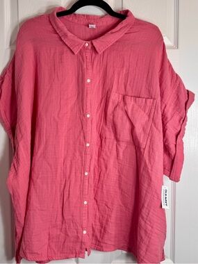NWT Old Navy Short-Sleeve Crinkled Cotton Gauze Button-Down Shirt - Pink
4X.